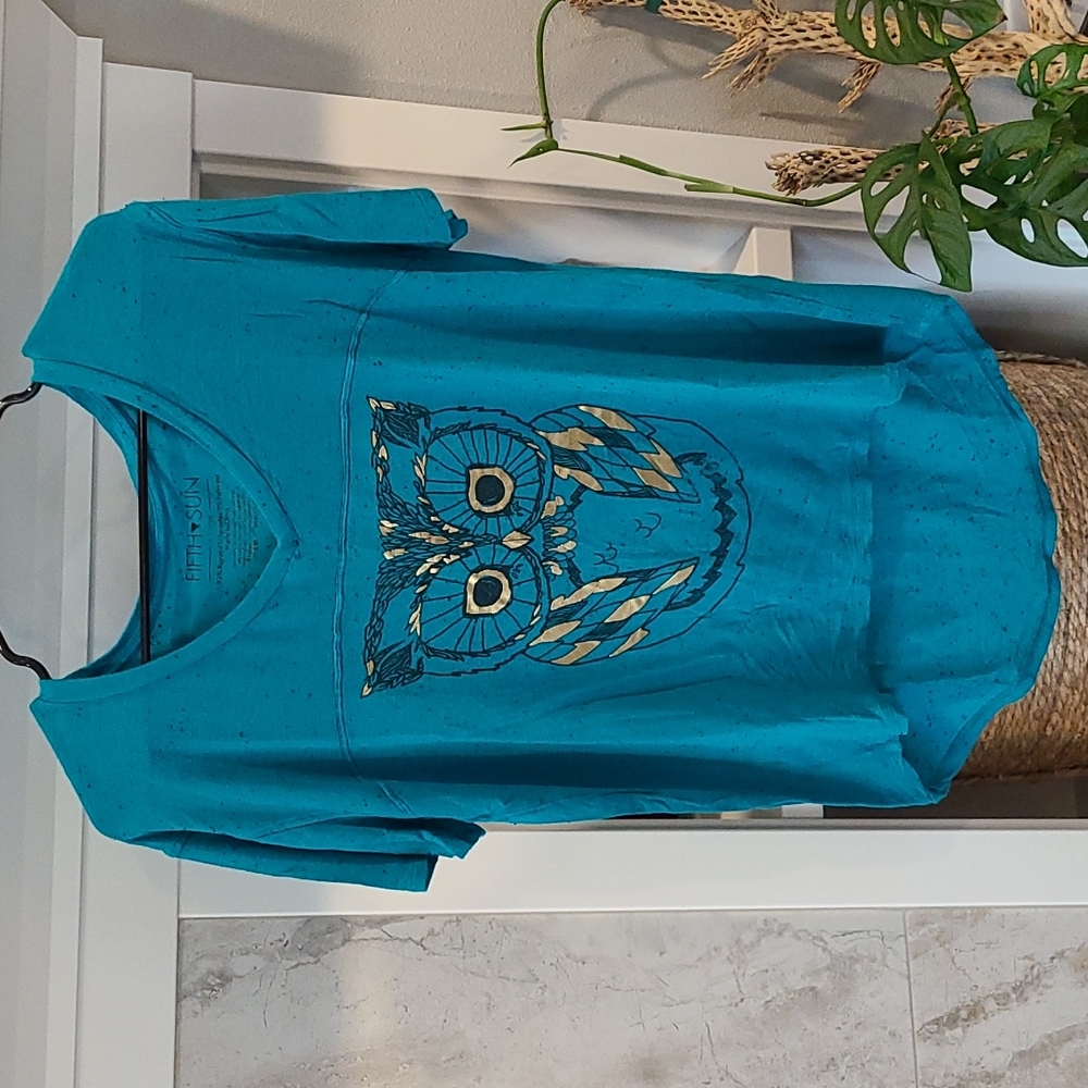 Teal and Gold owl shirt